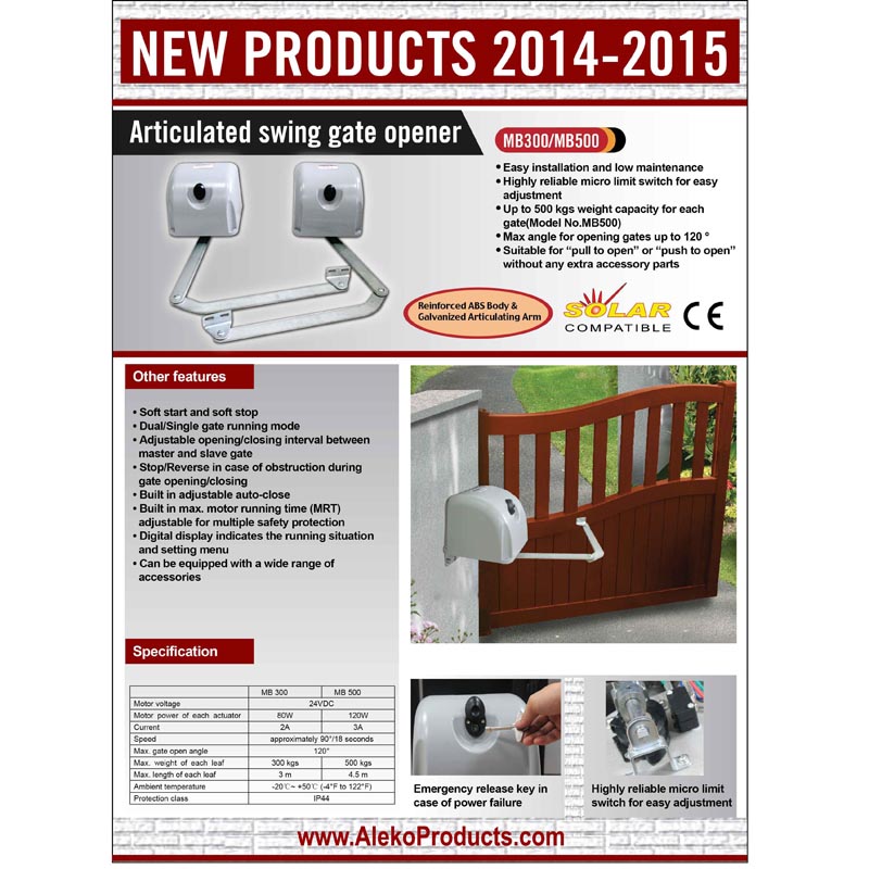 ALEKO Accessories Kit Articulated Swing Gate Opener For Single Gates Up