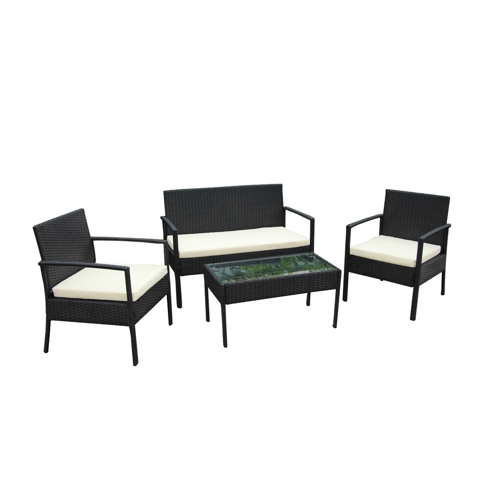 Aleko Linosa Set Rattan Wicker Furniture 4 Piece Indoor Outdoor Aleko Linosa Set Rattan Wicker