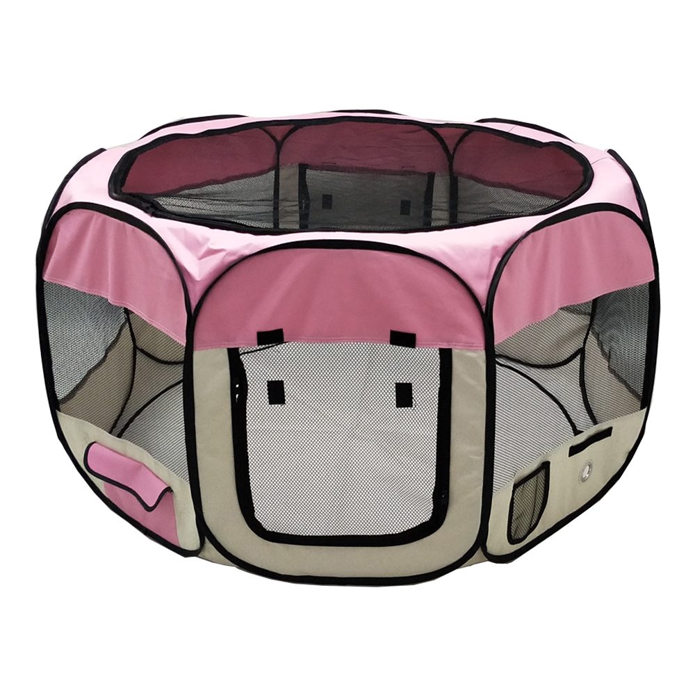 ALEKO DK-61-PK Octagon Pet Playpen Puppy Dog Cat Rabbit Exercise Kennel 57 x 24 Inches Pink