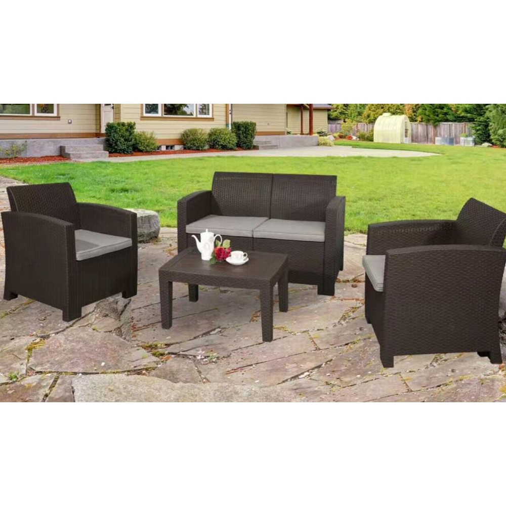 Aleko Lancaster Rattan Wicker Furniture 4 Piece Indoor Outdoor Coffee Table Set Ebay
