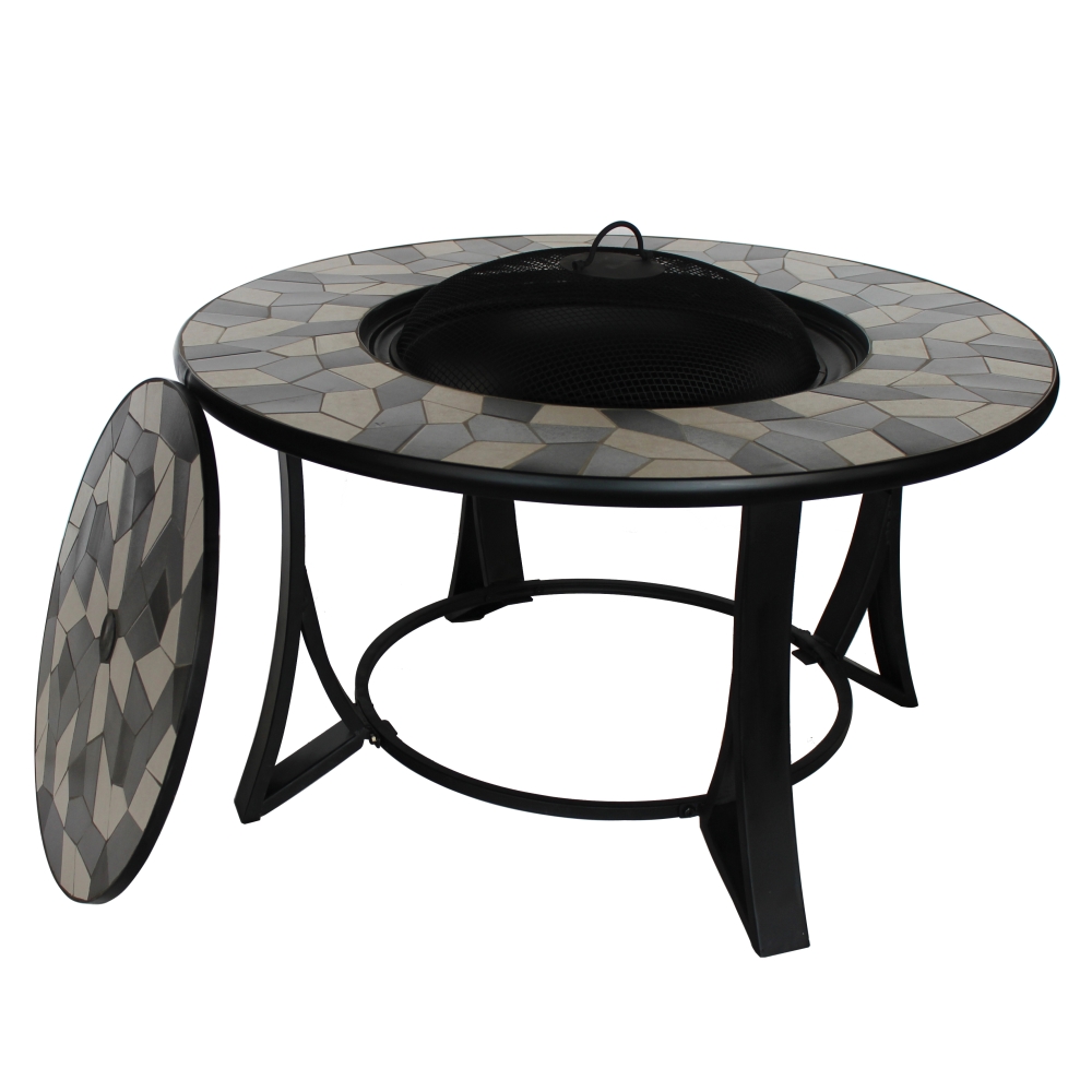 ALEKO Mosaic Tile Convertible Fire Pit Table with 4 Stools 36 inches ...