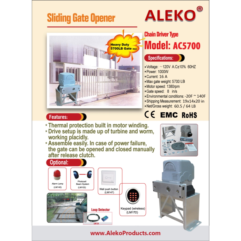 ALEKO Sliding Gate Opener For Super Heavy Gates Up To 100-ft 5700-lb