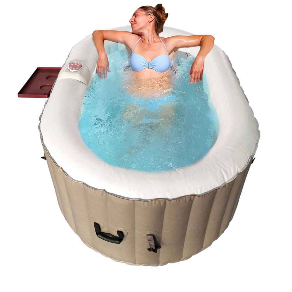 Aleko Oval Inflatable Hot Tub Spa With Drink Tray And Cover 2 Person 145 Gallon 655222807168 Ebay