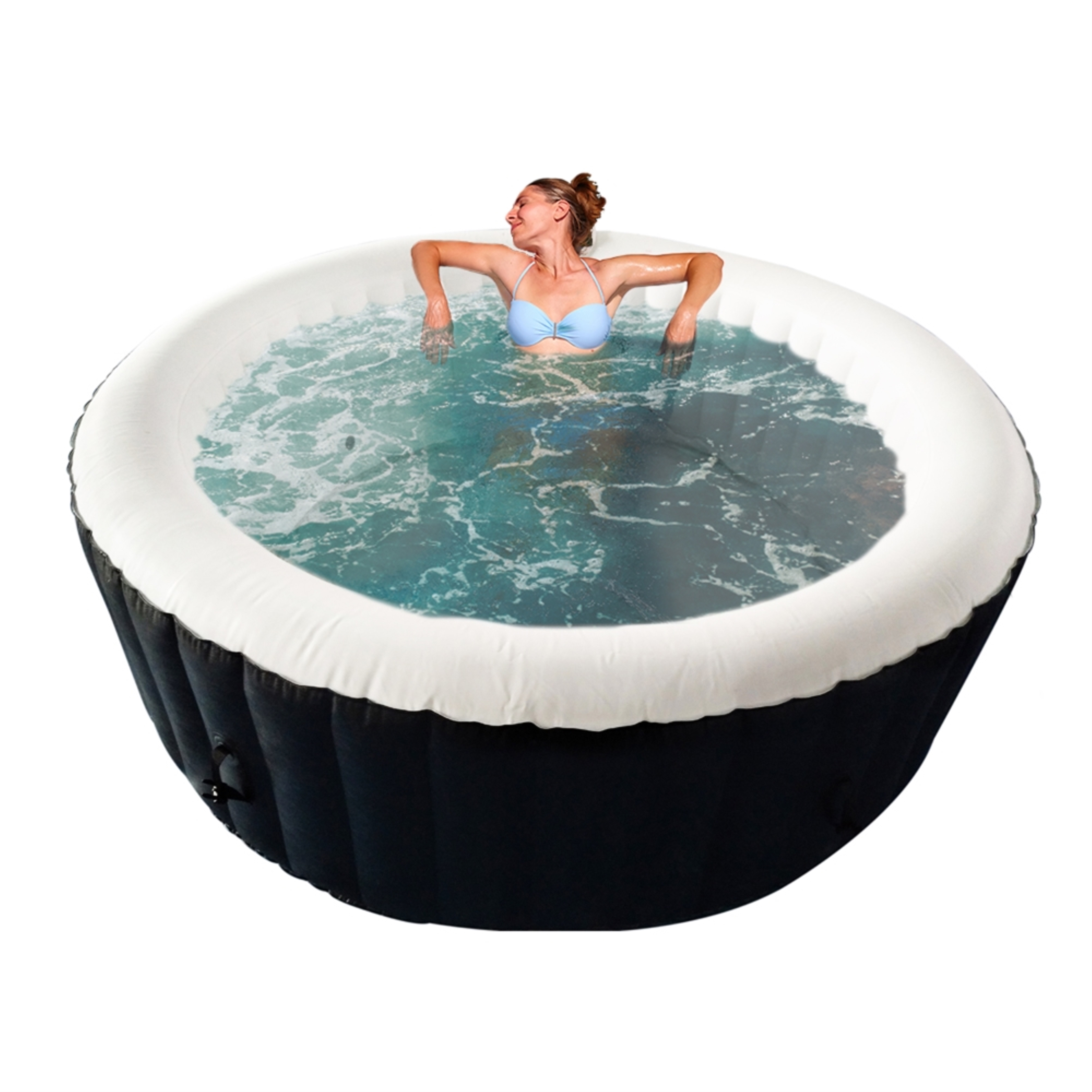ALEKO Round Inflatable Hot Tub With Cover 6 Person 265 Gallon Black and