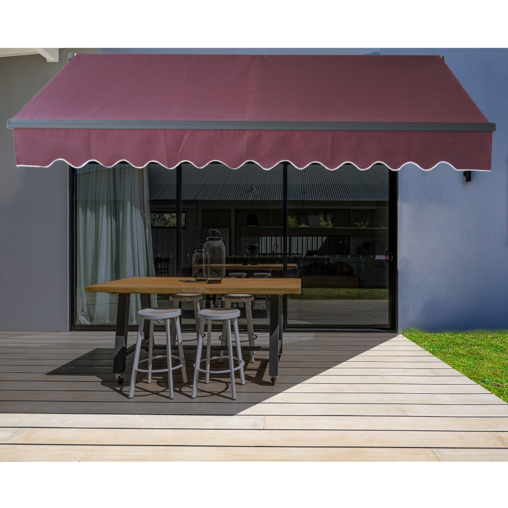 Aleko Motorized Retractable Home Patio Canopy Awning 20x10 Burgundy