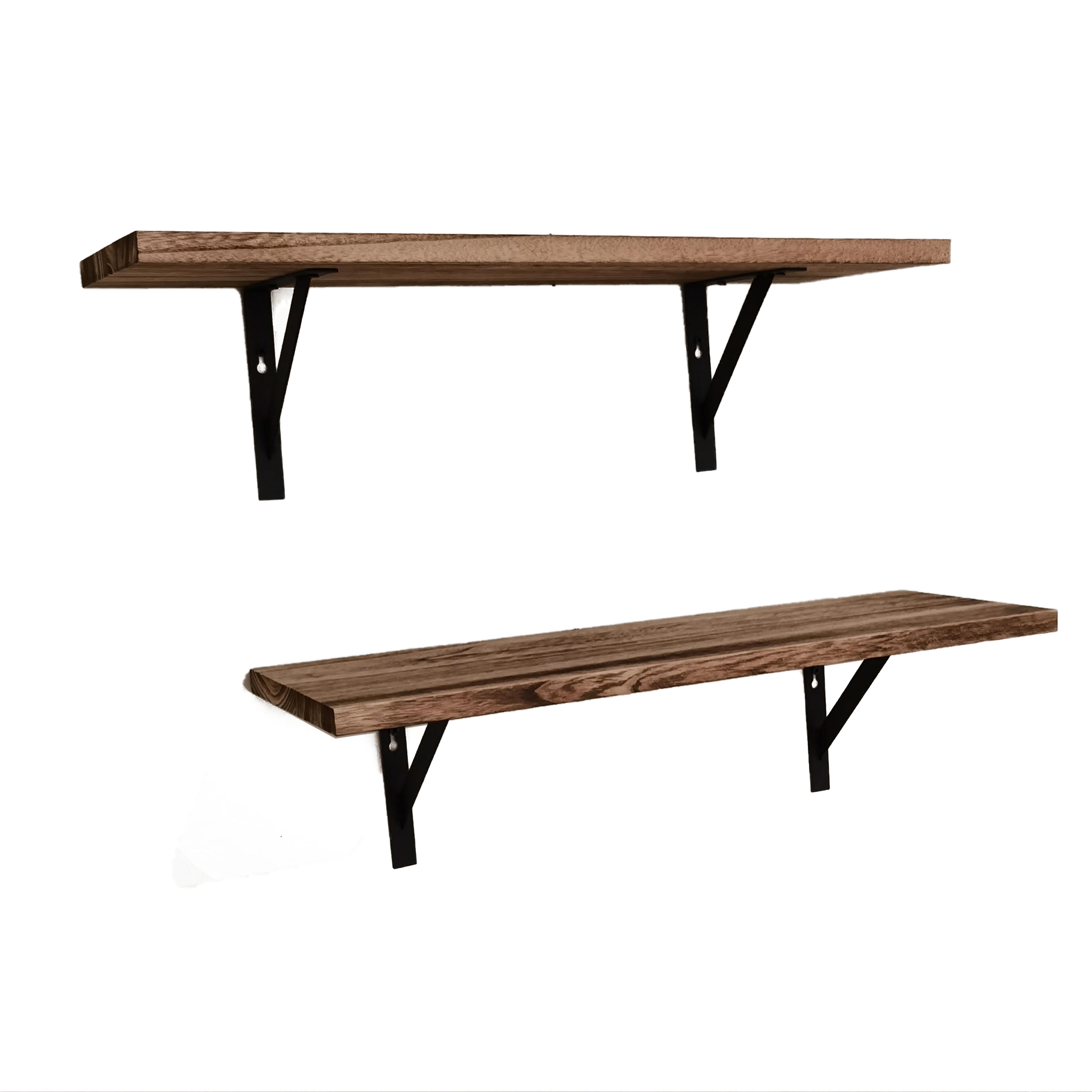 ALEKO Rustic Paulownia Wood Wall Mount Storage Shelves Set of 2 eBay