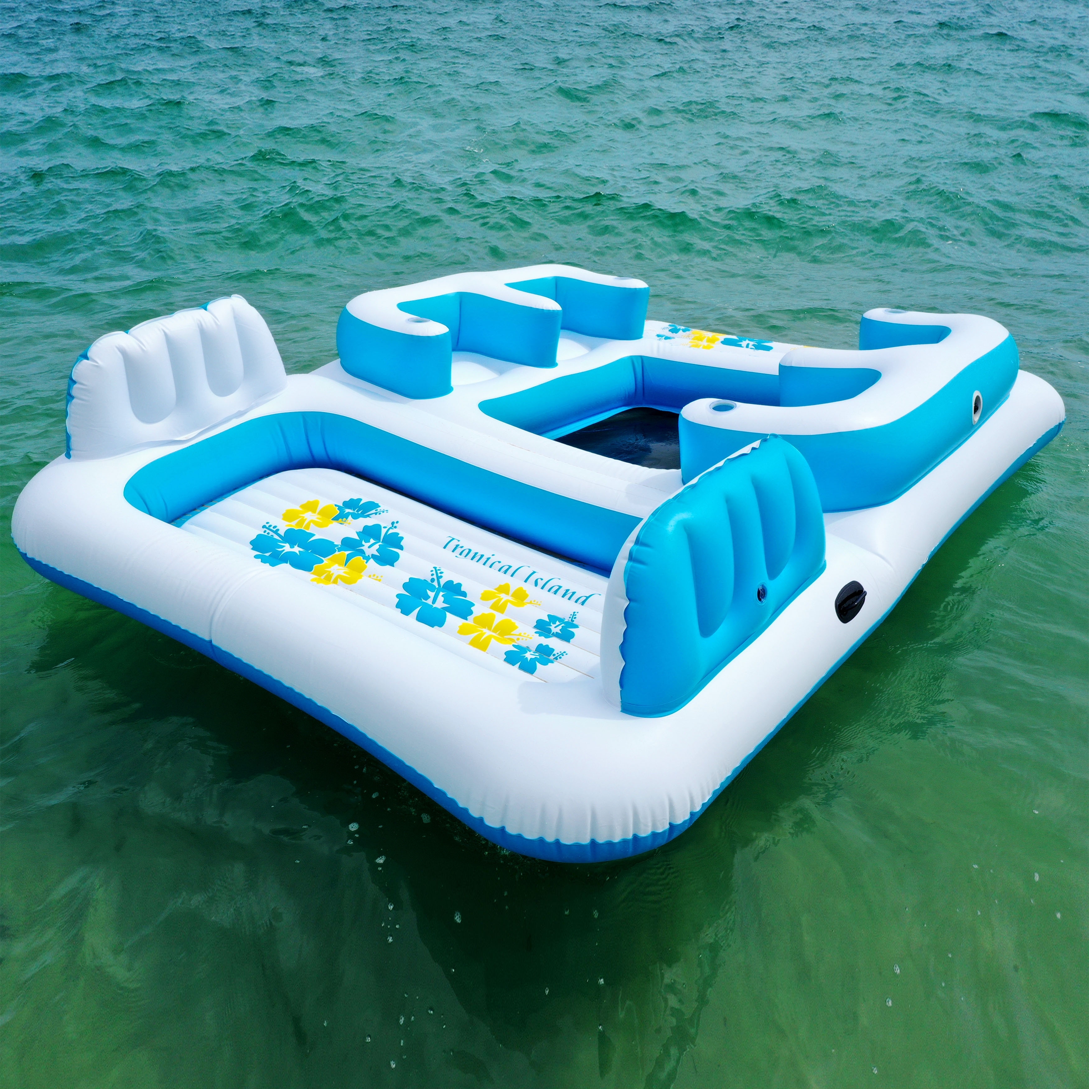 multi person float with cooler