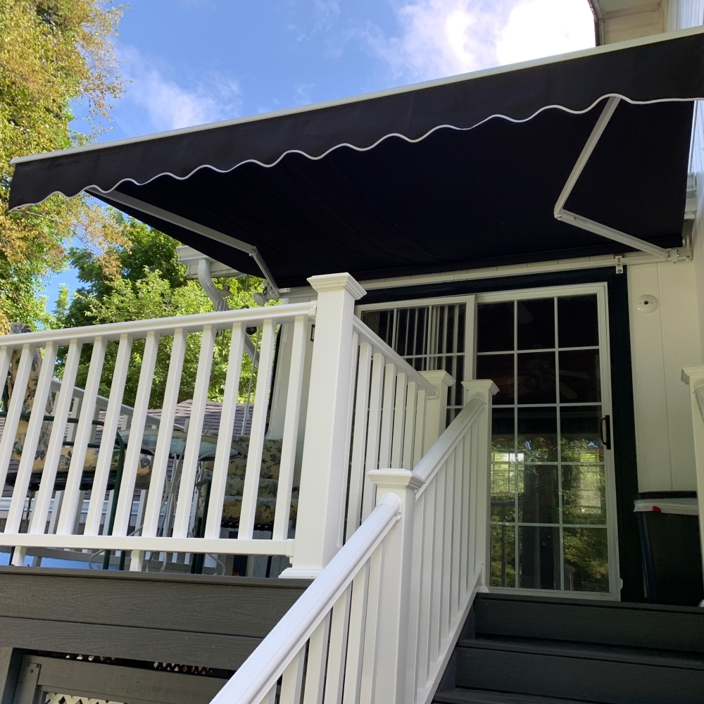 Awnings Canopies Aleko Refurbished 10 X 8 Ft Retractable Home Patio Canopy Awning Ivory Color Home Garden