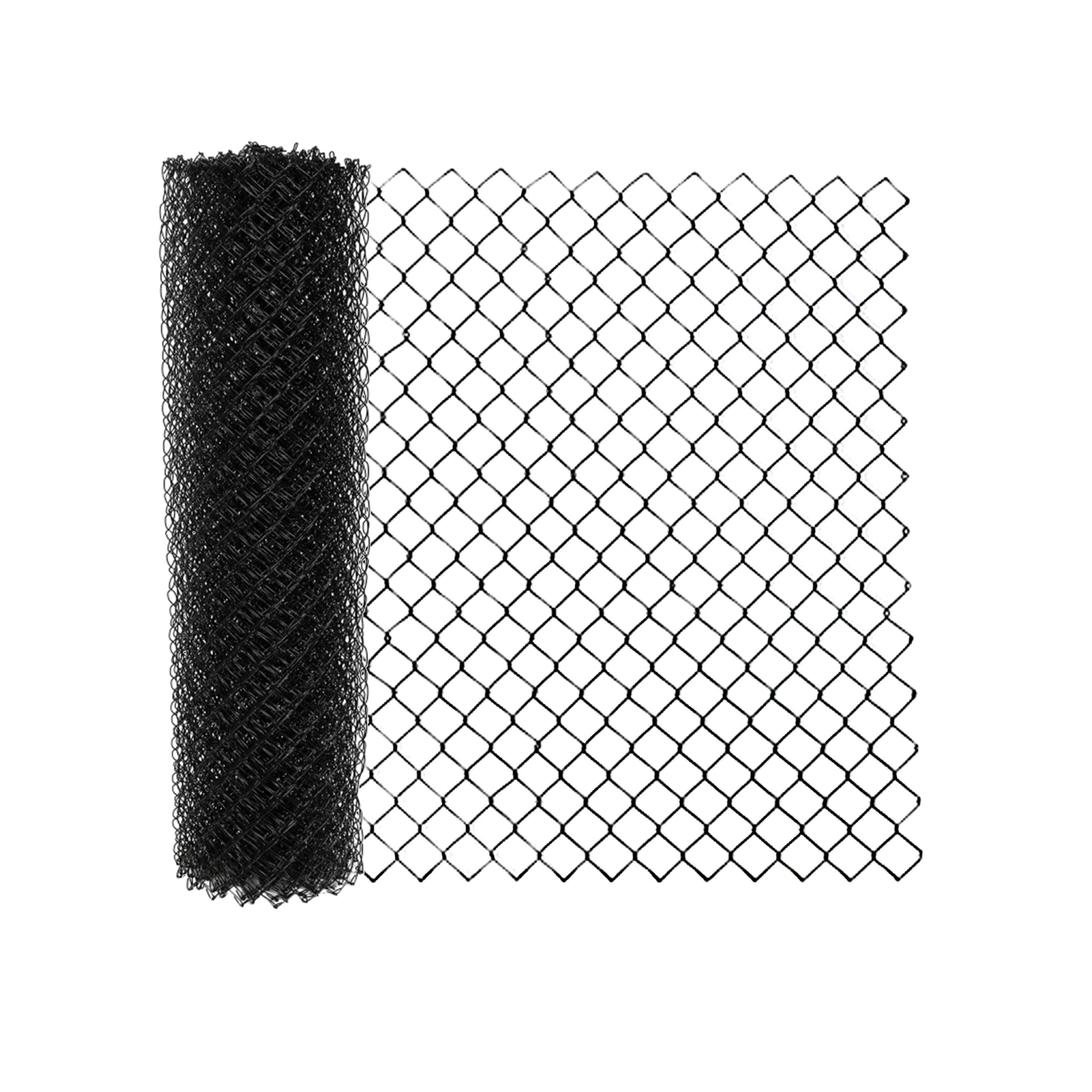 Aleko 9.5 AW Gauge 6 x 50 ft. Galvanized Steel Chain Link Fence Fabric, Black